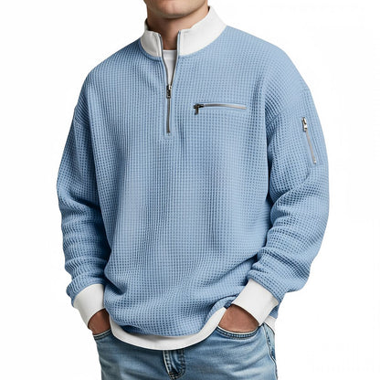 Pull homme | Pull gaufré avec demi-zip