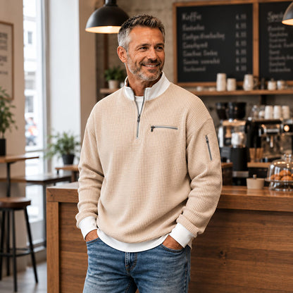 Pull homme | Pull gaufré avec demi-zip