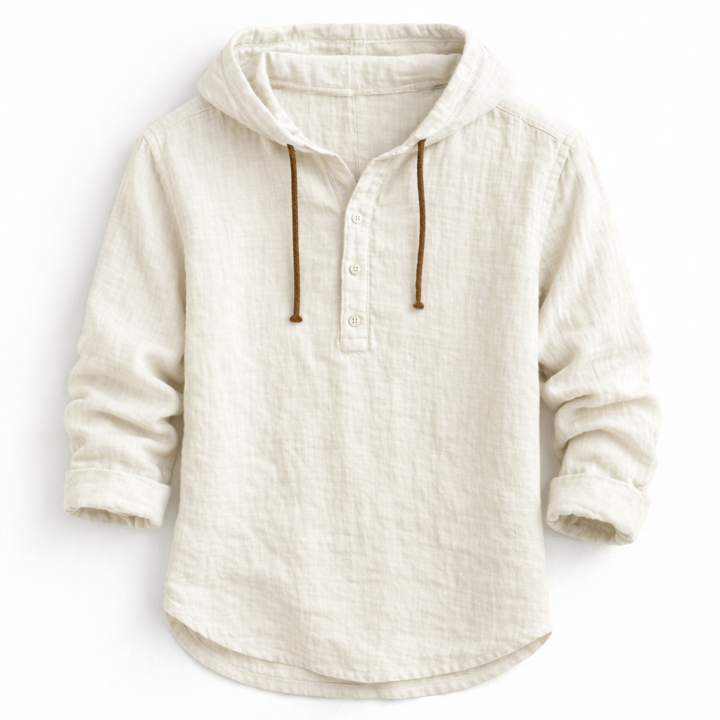 OVWISS| CHEMISE À CAPUCHE EN LIN POUR HOMMES