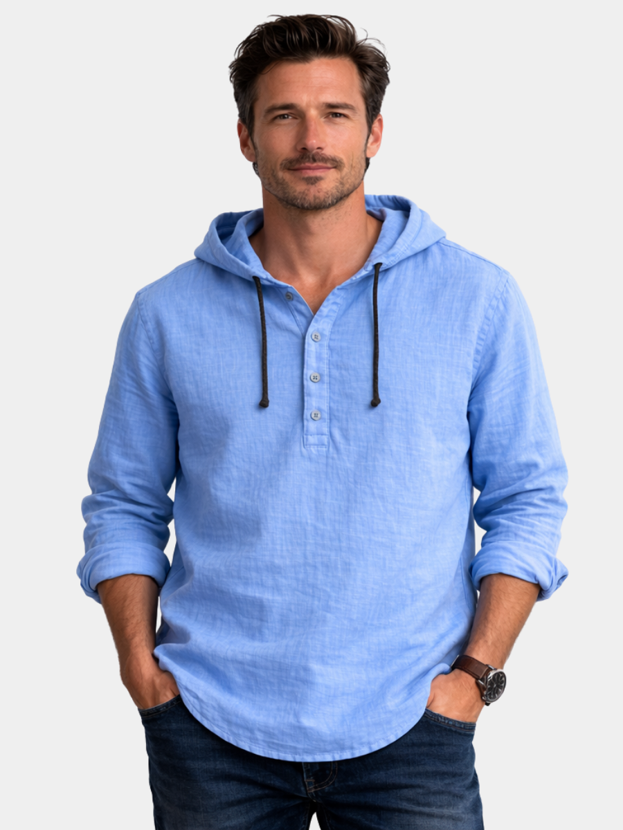OVWISS| CHEMISE À CAPUCHE EN LIN POUR HOMMES