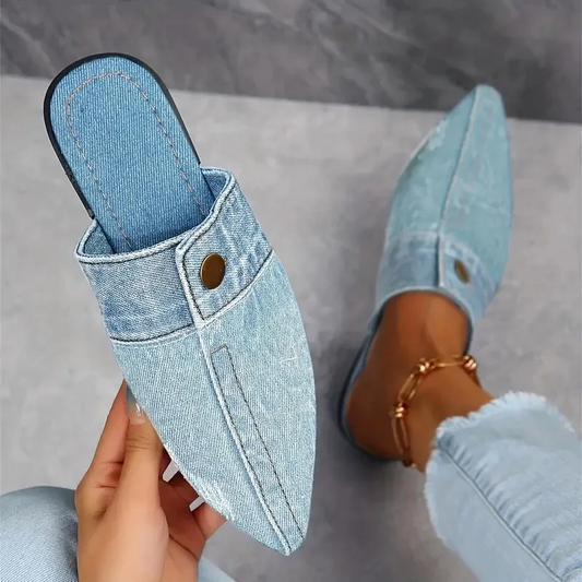 Ovwiss™ | Mule Denim Bout Pointu Noé