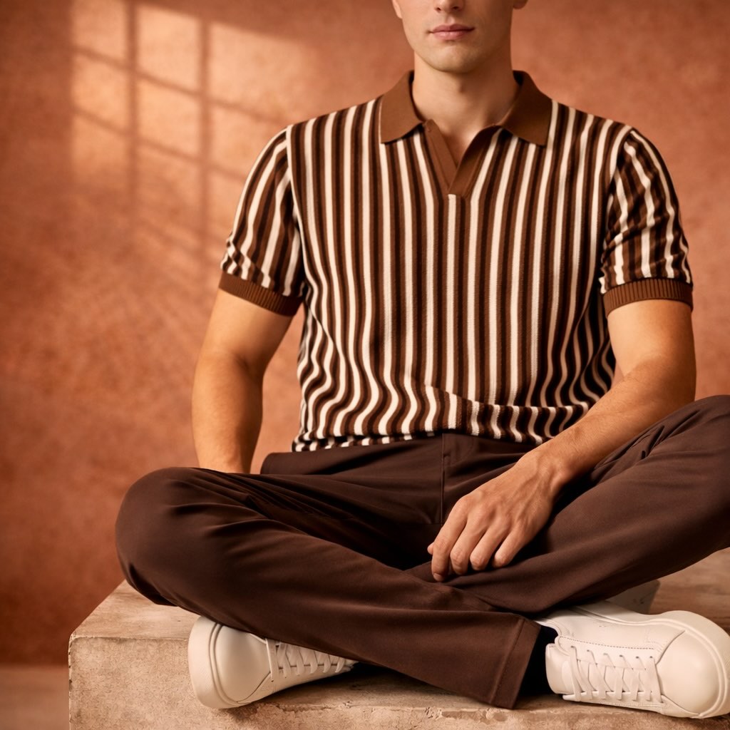 LORANO | Polo Maille Rayures Rétro
