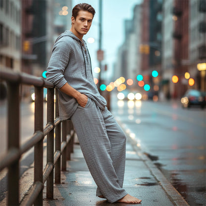 🔈🔈OFFRE À DURÉE LIMITÉE - 50 % DE RÉDUCTION🔥Ensemble 2 pièces pour homme : haut à capuche ample et pantalon