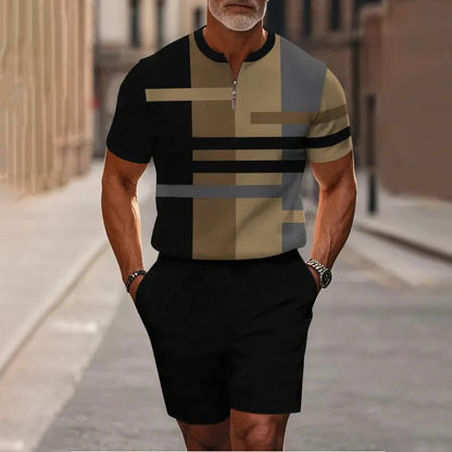 🔥60% OFF🔥Men's Zip Collar Shirt and Shorts Set