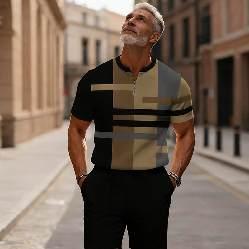 🔥60% OFF🔥Men's Zip Collar Shirt and Shorts Set