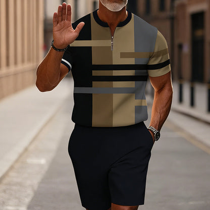 🔥60% OFF🔥Men's Zip Collar Shirt and Shorts Set
