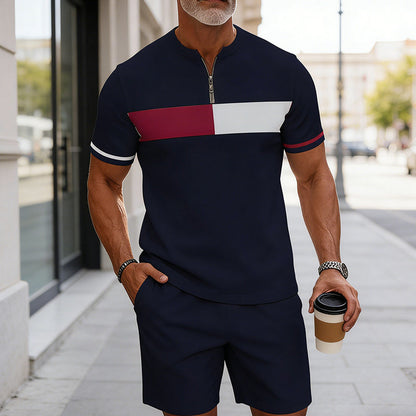 🔥60% OFF🔥Men's Zip Collar Shirt and Shorts Set