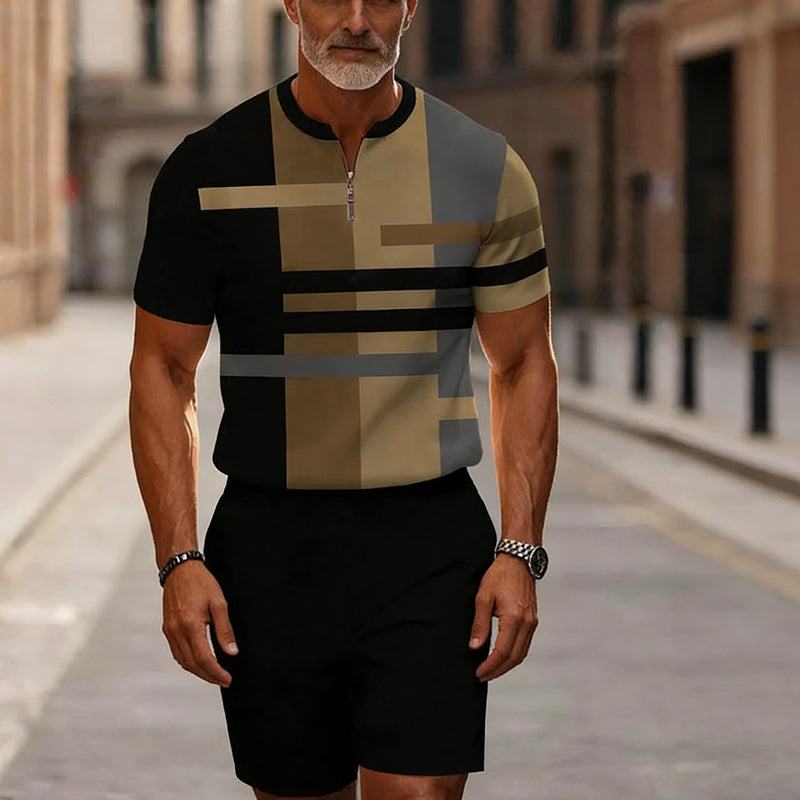 🔥60% OFF🔥Men's Zip Collar Shirt and Shorts Set