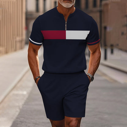 🔥60% OFF🔥Men's Zip Collar Shirt and Shorts Set