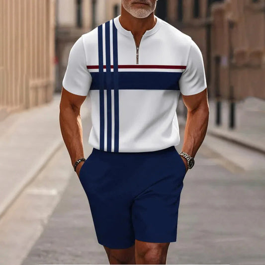 🔥60% OFF🔥Men's Zip Collar Shirt and Shorts Set