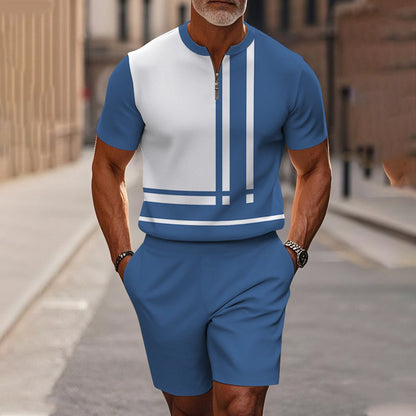 🔥60% OFF🔥Men's Zip Collar Shirt and Shorts Set