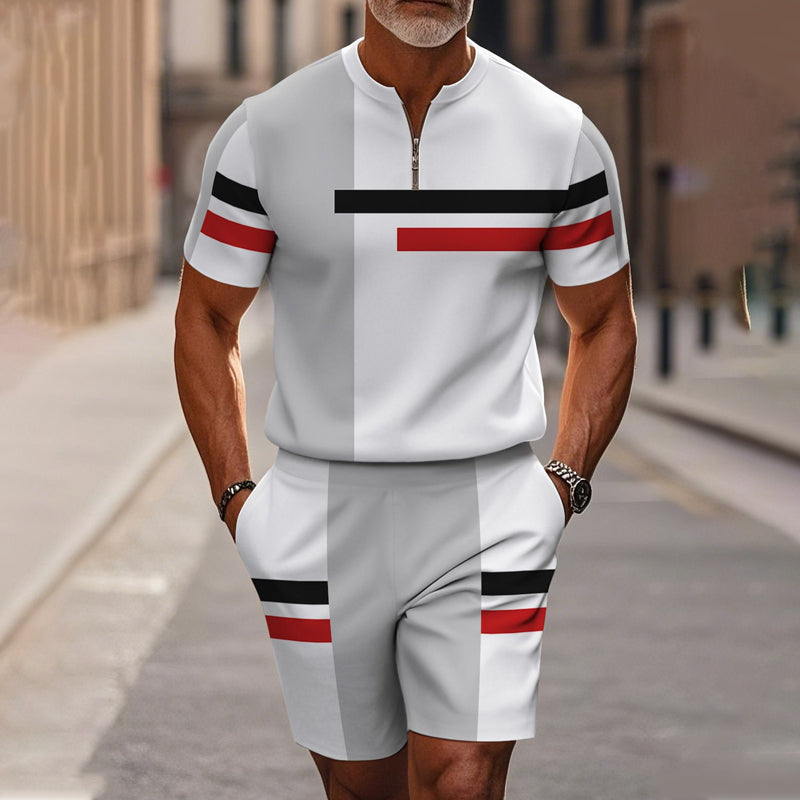 🔥60% OFF🔥Men's Zip Collar Shirt and Shorts Set