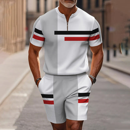 🔥60% OFF🔥Men's Zip Collar Shirt and Shorts Set