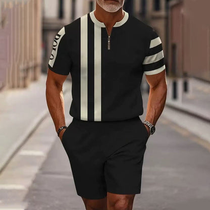 🔥60% OFF🔥Men's Zip Collar Shirt and Shorts Set