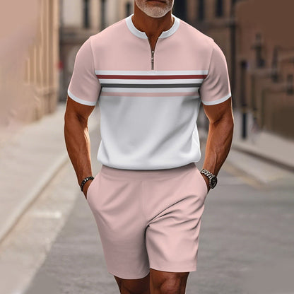 🔥60% OFF🔥Men's Zip Collar Shirt and Shorts Set