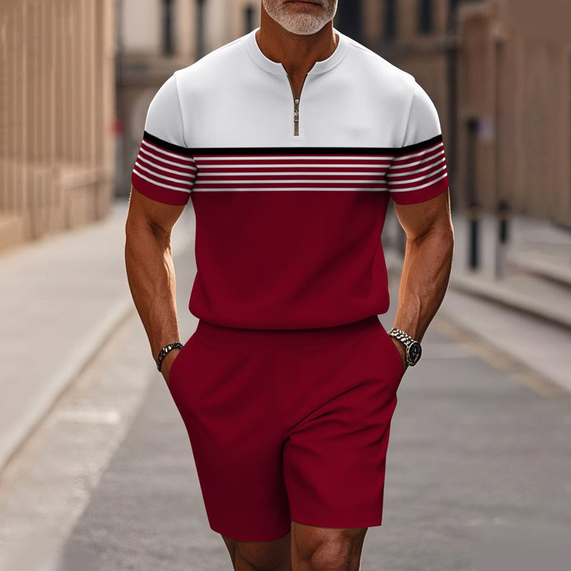 🔥60% OFF🔥Men's Zip Collar Shirt and Shorts Set