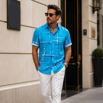 📢📢 50% OFF!! ⏰ Men's Relaxed Fit Button-Up Shirt with Geometric Print
