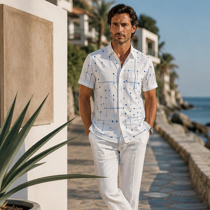 📢📢 50% OFF!! ⏰ Men's Relaxed Fit Button-Up Shirt with Geometric Print