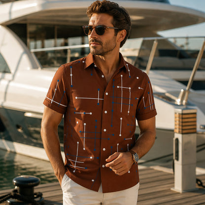 📢📢 50% OFF!! ⏰ Men's Relaxed Fit Button-Up Shirt with Geometric Print