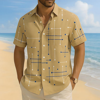 📢📢 50% OFF!! ⏰ Men's Relaxed Fit Button-Up Shirt with Geometric Print