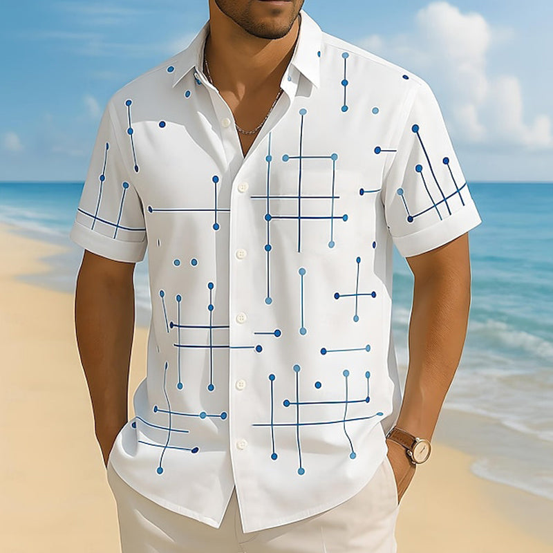 📢📢 50% OFF!! ⏰ Men's Relaxed Fit Button-Up Shirt with Geometric Print