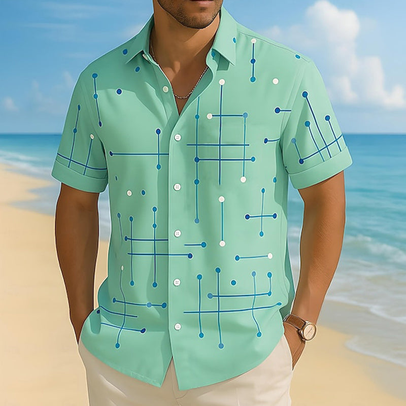 📢📢 50% OFF!! ⏰ Men's Relaxed Fit Button-Up Shirt with Geometric Print