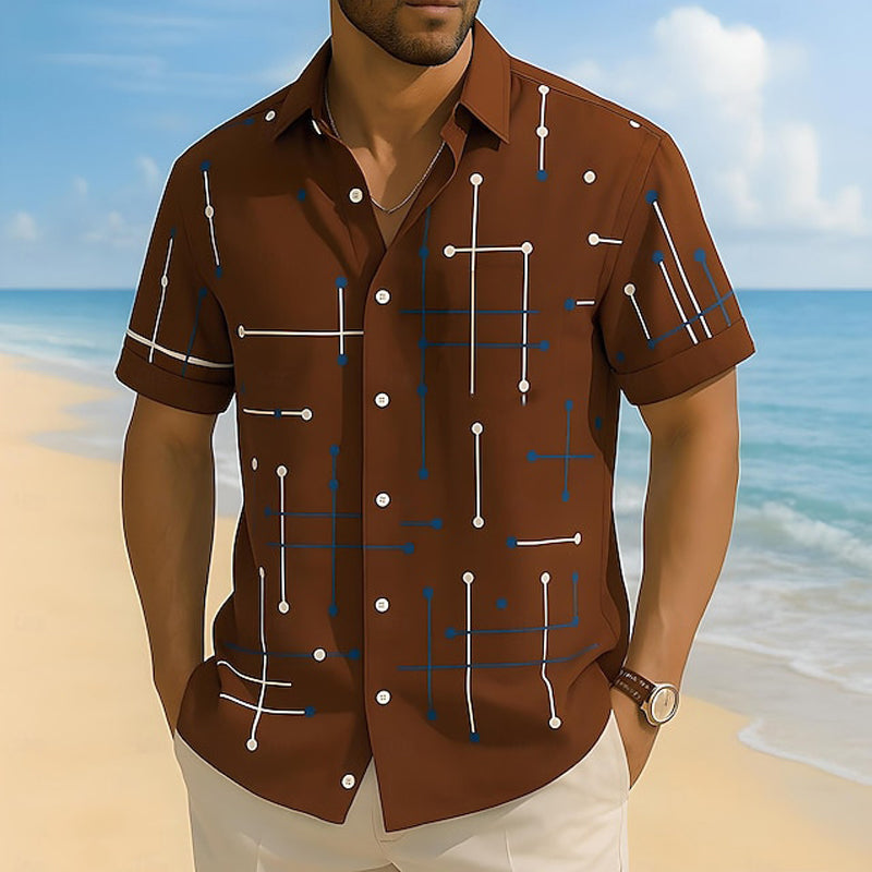 📢📢 50% OFF!! ⏰ Men's Relaxed Fit Button-Up Shirt with Geometric Print