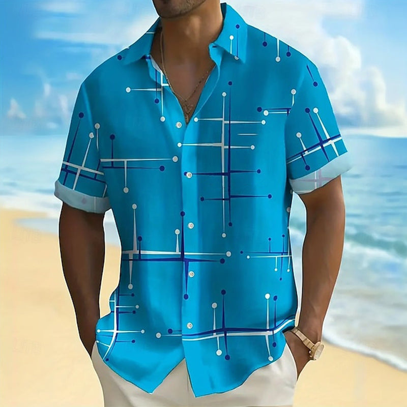 📢📢 50% OFF!! ⏰ Men's Relaxed Fit Button-Up Shirt with Geometric Print