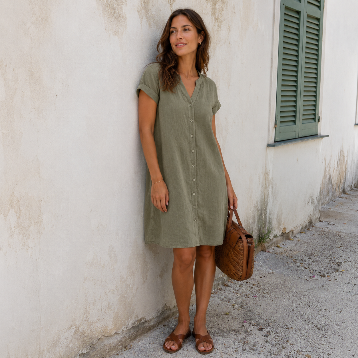 Tess™ | Elegant and Comfortable Linen Shirt Dress